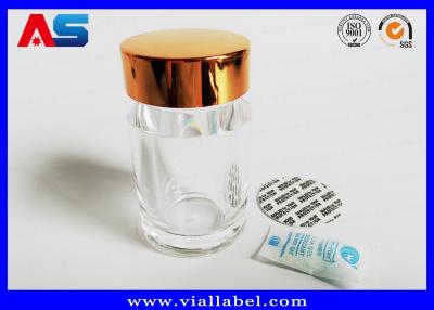 China Transparent Acrylic Plastic Pill Bottles With Gold Caps  , Empty Tablet Bottles for sale