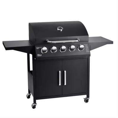 China Gas Grills with Side Burner and Cabinet 33kg Professional 5 Burner Steel Propane BBQ for sale