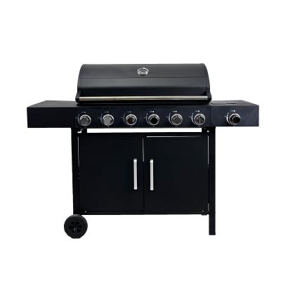 China Customized Logo Acceptable 6 Burner Steel German Gas Trolley BBQ Grill for Outdoor for sale