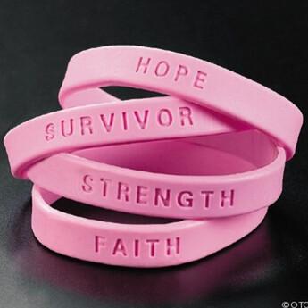 China Bracelete do cancro da mama da força, braceletes da borracha da consciência do cancro da mama à venda