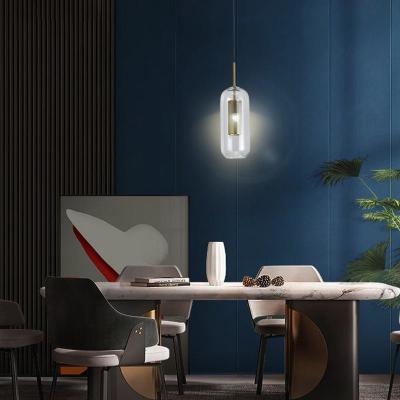 China Long Column AC 220V small LED Pendant Light Transparent Lampshade for sale