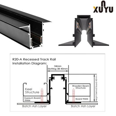 China OEM Black Embedded 48V Magnetic Track Light Low Voltage Safety for sale