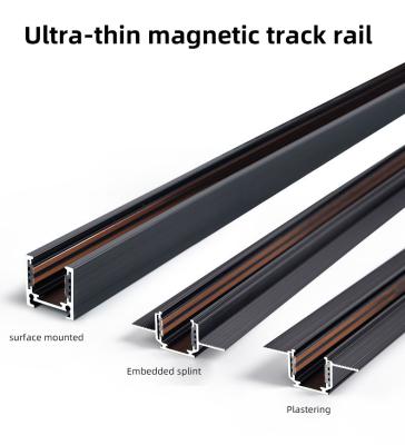 China Ultra Thin 48V Magnetic Track Light Surface Mounted Embedded Aluminum 1m 2m 3m Track Rail for sale