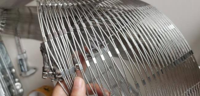 Stainless steel wire rope stadium perimeter net installation example