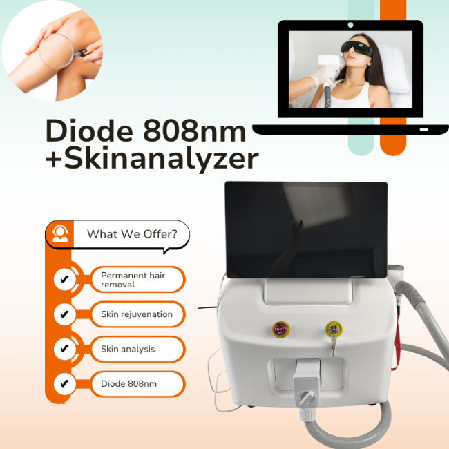 Portable Diode Laser Machine, 2 in 1 Hair Removal Device, Skin Analyzer Beauty Equipment, Triple Wavelength Laser System, Professional Hair Removal Machine, TEC Cooling Diode Laser, 808nm Diode Laser Device, Multi Wavelength Laser Hair Removal, Sapphire Contact Cooling Laser, Permanent Hair Removal Equipment