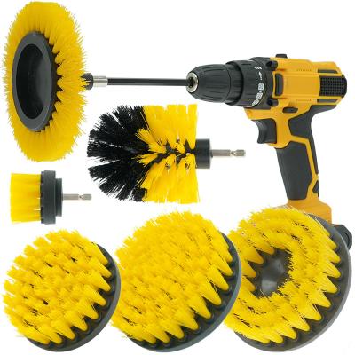 China 4inch Electric Drill Cleaning Brush Set Soft Bristle Drill Brush For Floor Toilet for sale