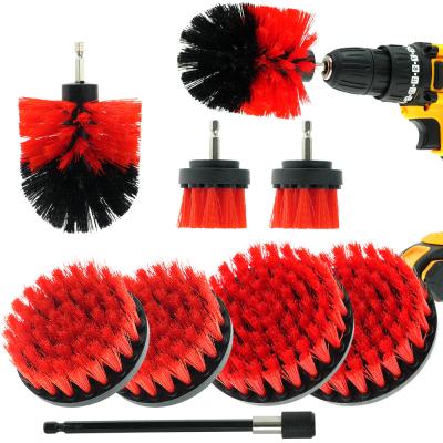 China 9PCS Red Grout Cleaner Drill Attachment Scrubber For Rim Cleaning for sale