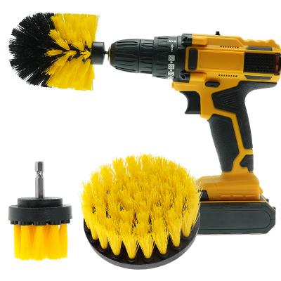 China Yellow Drill Powered Scrubbing Brush Attachment Medium Bristle Easy Change for sale