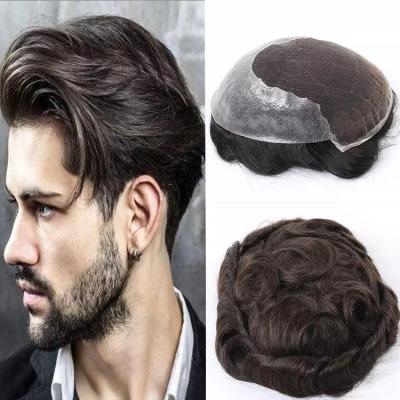 China Wholesale Toupee 100%Pure Handmade Hairpieces Toupee Short Men Wigs Human Hair for Male Replacement Full Swiss Lace Q6 F for sale