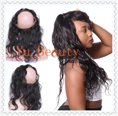 China full lace hand tied Brazilian virgin human hair 360 lace frontal closure for sale
