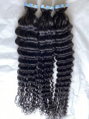 China Top Sell 100%unprocessed Filipino hair DEEP WAVE 11A 12A  bule tape skin weft PU virgin human hair extension for sale