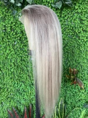 China Transparent Blonde HD Full Lace Human Hair Wigs Highlighted Lace Front Colored Ombre Highlight Lace Frontal Wigs for sale