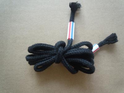 China Cintura elástica preta que puxa calças enceradas do cabo do algodão com pontas plásticas à venda