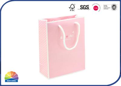 中国 ナイロン ロープ淡いピンクの色の注文次元の光沢のラミネーションのペーパー ギフト袋 販売のため