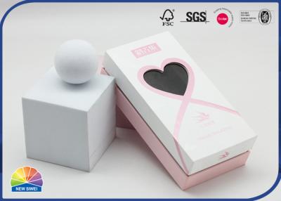 中国 Base And Lid Two Pieces Paper Gift Box Heart Shaped Die Cut PVC Windows 販売のため