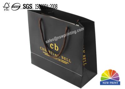 China Logo Gold Foil Hot Stamping Black Matte Paper Grocery Bags Fashion Gift Bags for sale