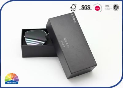 China Custom Embossing Logo Two-Piece Black Paper Box Pack Sunglasses for sale