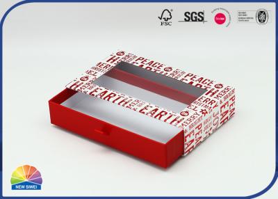 China Caja de cajón de paquete de regalo de dos piezas con asa de cinta con ventana visible en venta