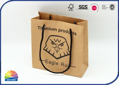 China Black 1c Printed Eco Natural Kraft Paper Bags With Fiber Handles for sale