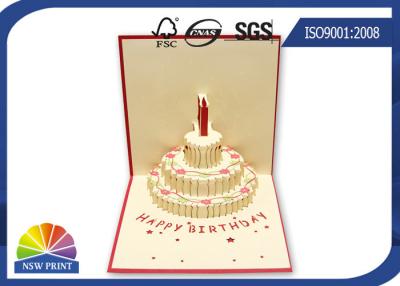 China 3 D Festival Custom Greeting Cards Happy Cake For Birthday Pop Up Card for sale