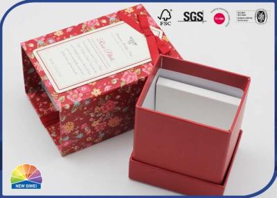 China Rigid Handmade Jewelry Paper Gift Box With Bow Ribbon Shimmering Powder for sale