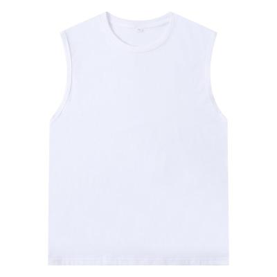 China Pure Cotton Crew Neck Sleeveless Vest Plain Color Customizable Digital Printing LOGO Unisex Gym T-shirt for sale