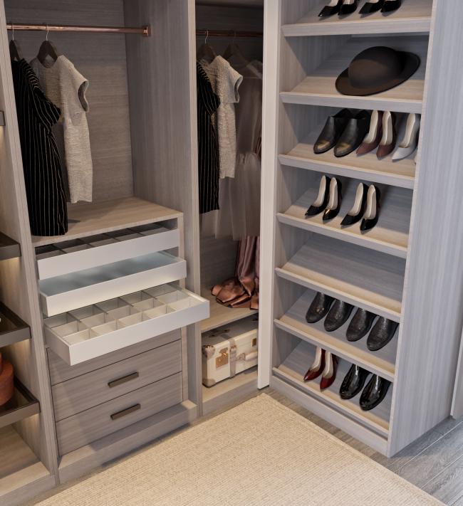 Interior view showing adjustable shelving system