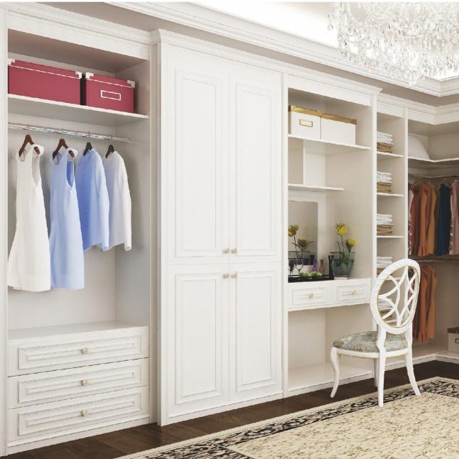 Interior view of walk-in closet showing ample storage space