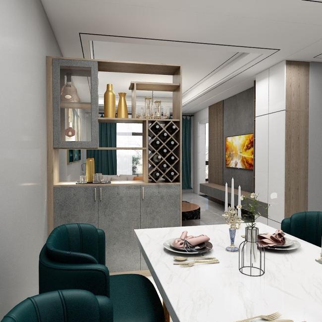 Modern wardrobe design with various storage compartments and shelves