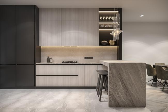 High-end kitchen cabinet with customized color and premium hardware