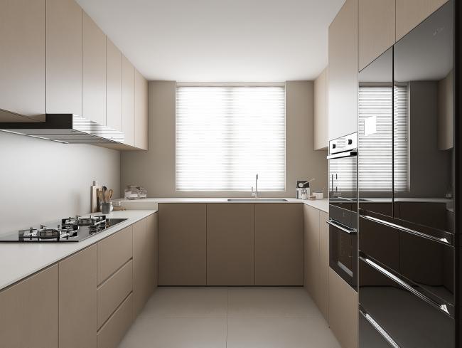 Customizable modular kitchen cabinet in contemporary white finish