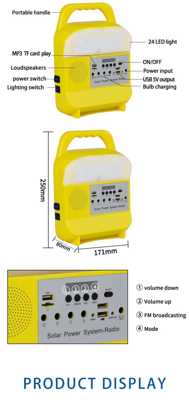 Solar Power Generation Small System Lighting Outdoor Sports Camping Mountain Hiking Remote Control One Tow Three Lamps