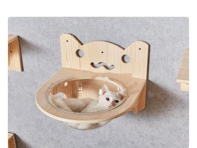 China Novelty  Pet Toys Wall Mounted Wooden Cat Climbing Frame Tree Sustainable for sale