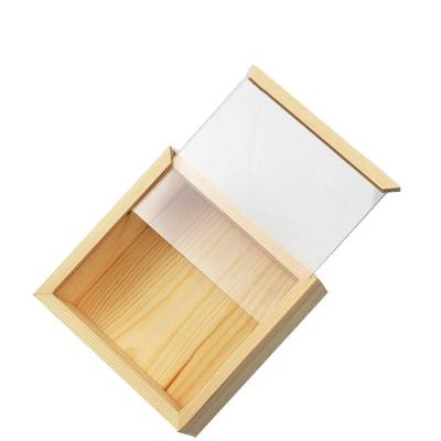 China Caja de madera Lidded de acrílico transparente para el arreglo para requisitos particulares de la joyería en venta