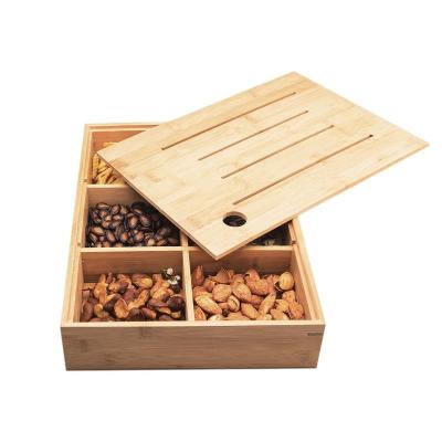 China Caixa de madeira Lidded removível do quadrado para o armazenamento seco 41*31*24cm do fruto à venda