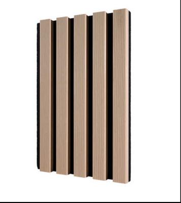 China Stylish 21mm Interior Wpc Wall Panel Wooden MDF Base Slat Acoustic With PET Core for sale