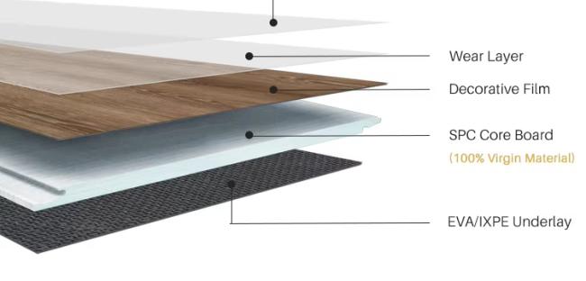 SPC flooring sample showing wood grain texture