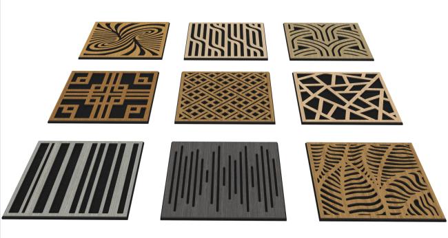 Acoustic panel used as TV background wall in modern interior