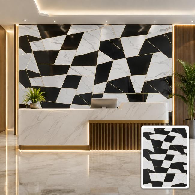 Factory-direct UV marble sheet with PE protective layer and custom cutting options
