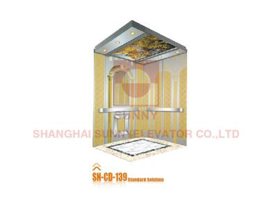 China Projeto de aço inoxidável decorativo gravado da cabine da folha do elevador do ouro do revestimento/elevador à venda