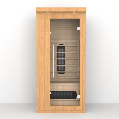 China Home Indoor Wooden Hemlock 1 Person Infrared Sauna Room 1350W for sale