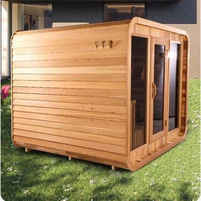 China Canadian Red Cedar Steam Wooden Cube Sauna Room Outdoor Traditional for sale