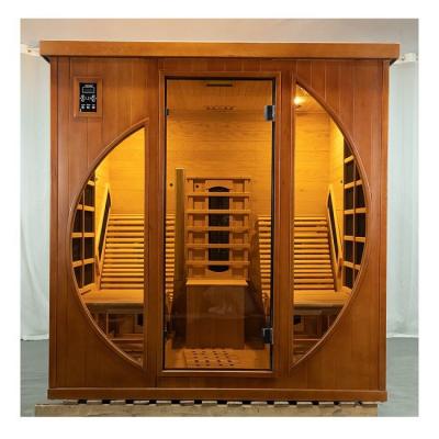 China Carbon Panel Heater Hemlock Wood Indoor Recliner Far Near Infrared Sauna 2 Person for sale