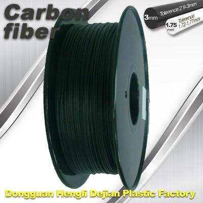 China O filamento de grande resistência da impressora da fibra 3D do carbono 1,75 milímetros esfrega a cópia preta do derretimento 220°C à venda