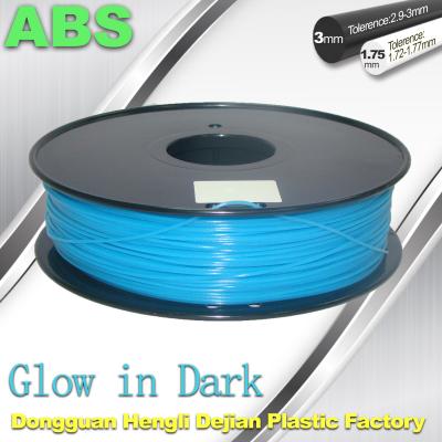 China ABS Glow in The Dark 3d Printer Filament 1.75 / 3mm  glow in dark Blue ABS filament for sale