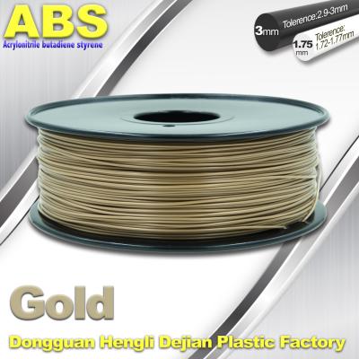 China Custom Gold Conductive ABS 3d Printer Filament 1.75 mm / 3.0mm Plastic Materials for sale
