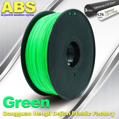 China Green1.75mm modificado para requisitos particulares/3.0m m 1.0KgG/filamento de la impresora del ABS 3D del rollo en venta