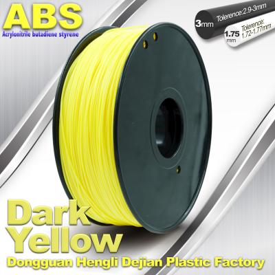 China Dark Yellow ABS  Filament ,  Filament 3D Printing Plastic Material 1.75 / 3mm for sale