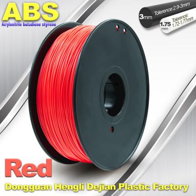 China rojo del filamento de la impresora del ABS 3d de 1.75m m/de 3.0m m con buena elasticidad en venta
