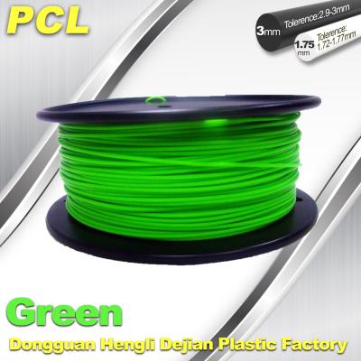 China Green Low Temperature 3D Printer Filament , 1.75 / 3.0mm PCL Filament for sale